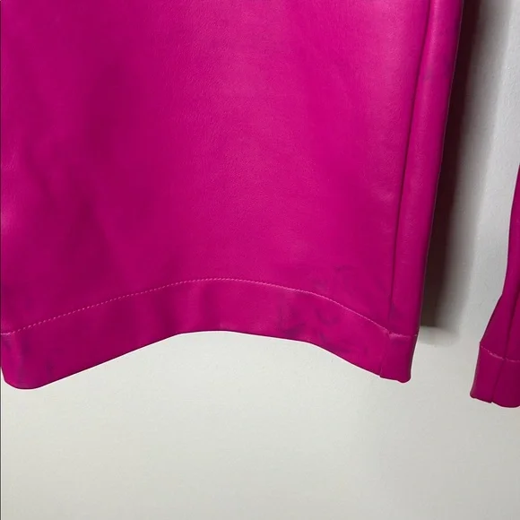 Anthropologie Maeve The Colette Faux Leather Magenta Cropped Wide Leg Pants - Picture 4 of 9